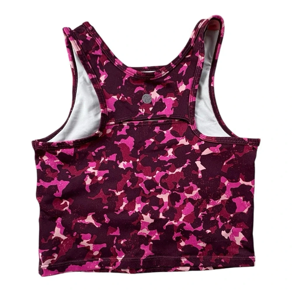 Zella‎ Girls Medium Camo Crop Tank Top Pink Purple Stretch